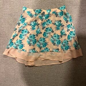 Xhilaration Teal Floral Skater Skirt